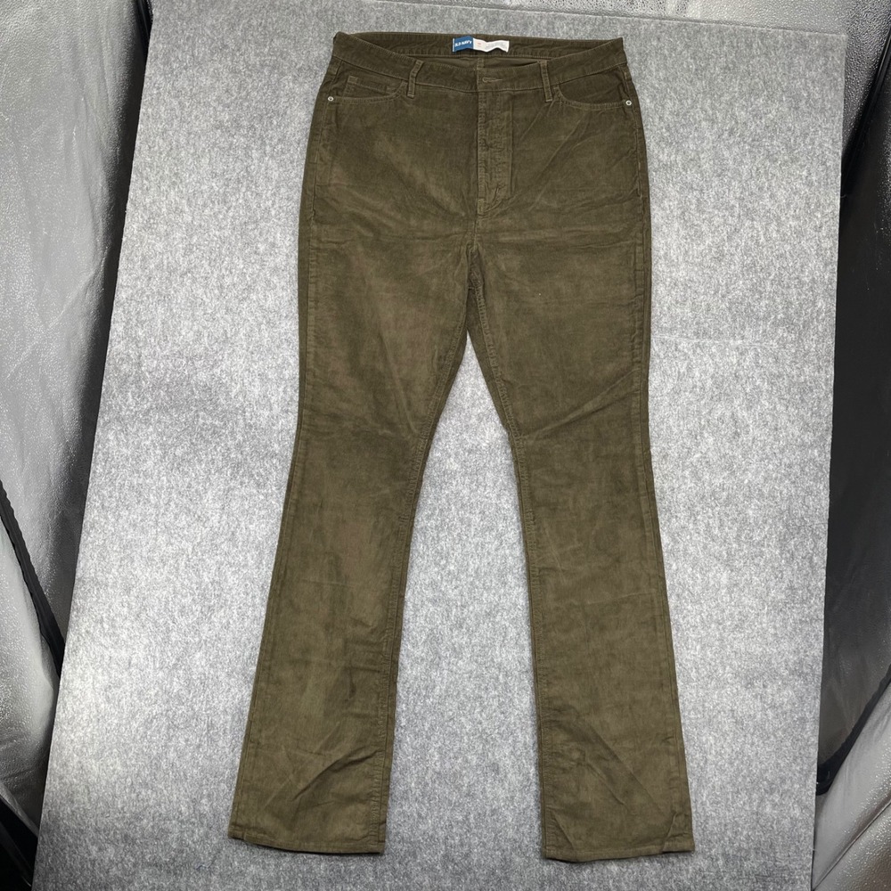 Old Navy Kicker Boot-Cut Womens 14 Tall Corduroy Pants Extra High-Rise Green